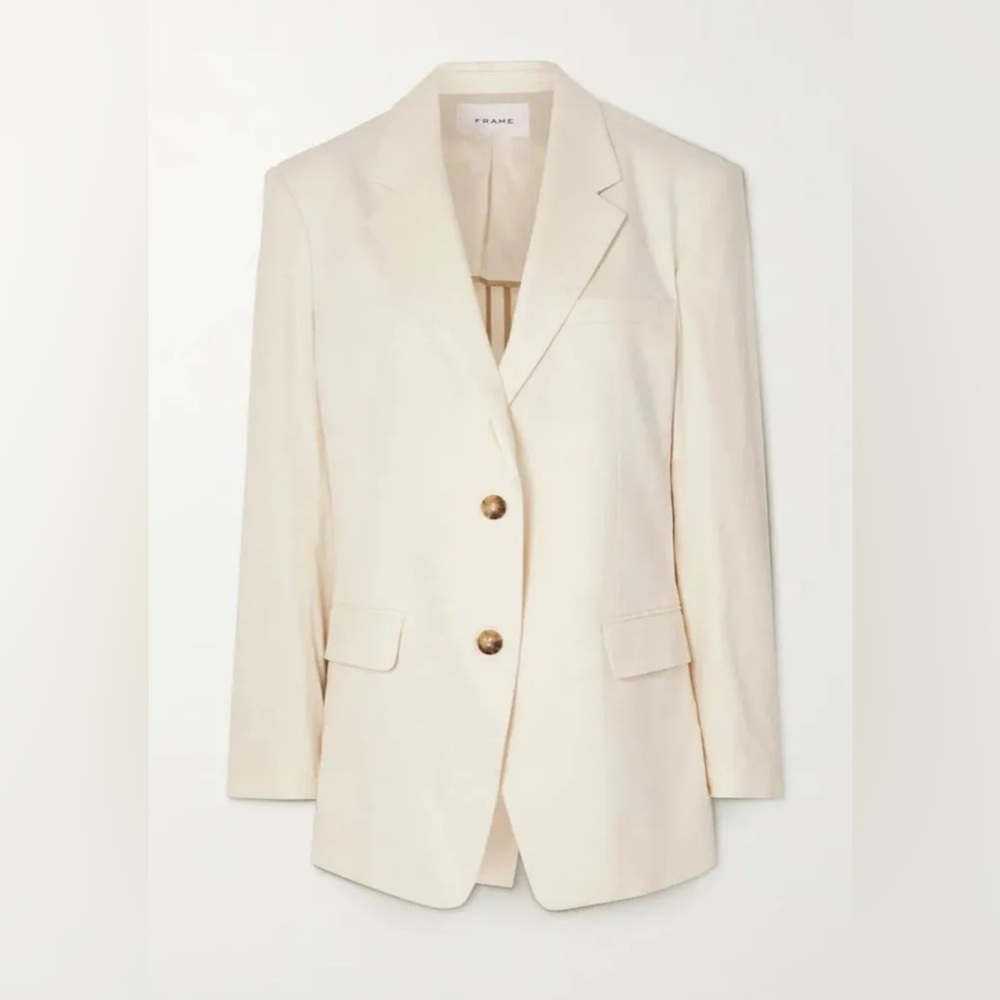FRAME Grandfather Linen Blend Jacket - Ivory $578